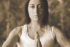 athletic woman does yoga